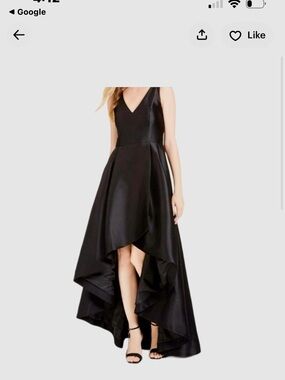 Calvin Klein Black High-Low V-Neck Dress